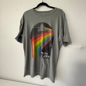 Pink Floyd T-Shirt Men's Large Dark Side of the Moon Gray Graphic Tee Band Merch